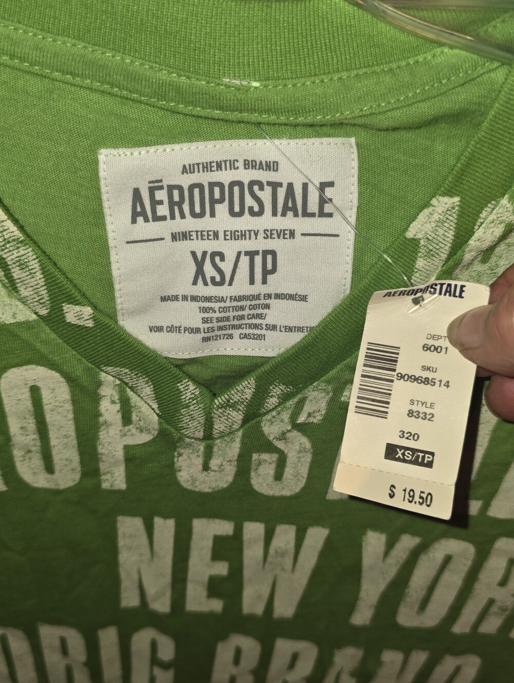 XS Aeropostale Men's Green Graphic Logo T-Shirt - Picture 3 of 3